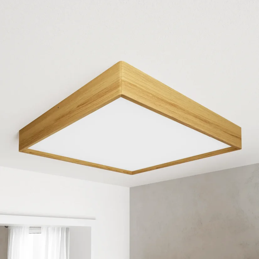 Dřevěné stropní svítidlo BLOKK 60x60 cm (dub) - Výkon: 30 W, Barva světla: Tunable white, Stmívání: stmívání DALI + tlačítkem