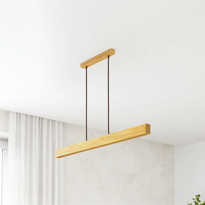 Závěsné dřevěné svítidlo LINNA 116 cm nad jídelní stůl