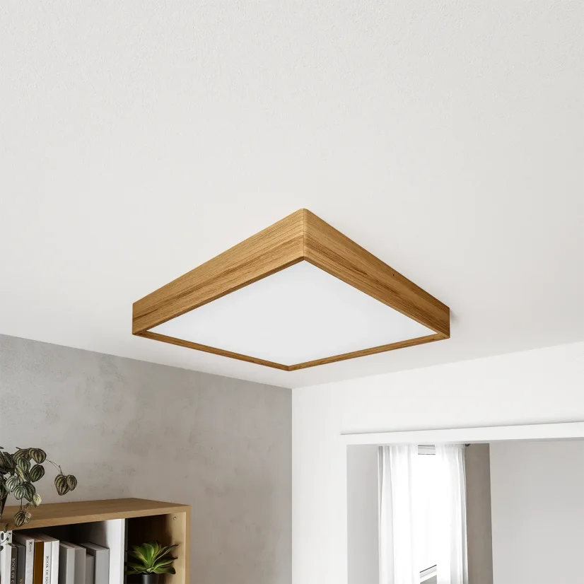 Elegantní svítidlo BLOKK 60x60 cm – přisazené světlo z dubového masivu