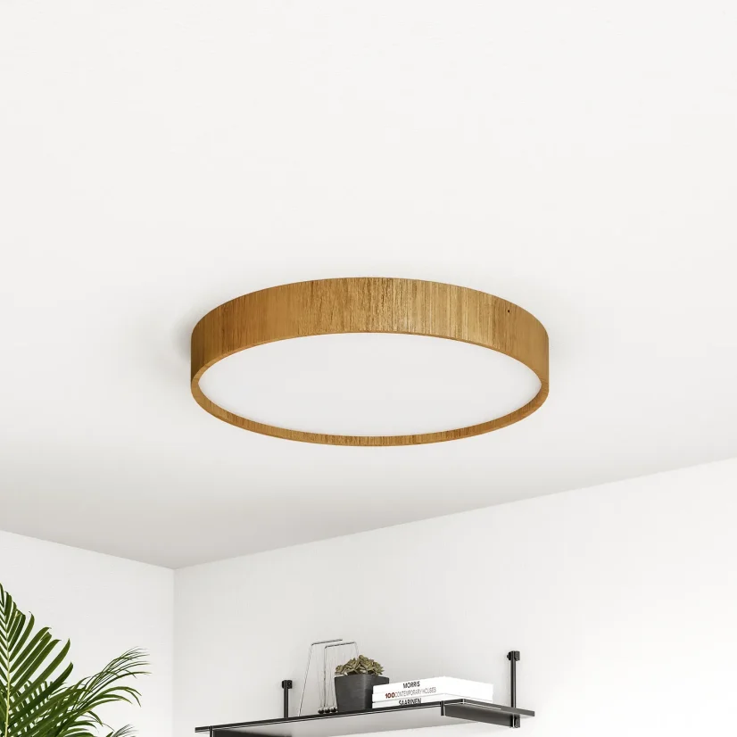 Minimalistické kulaté světlo TURNN ze dřeva – stropní montáž, 60 cm