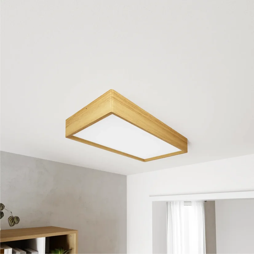 Přisazené svítidlo BLOKK 60x30 cm – dubové dřevo v interiéru