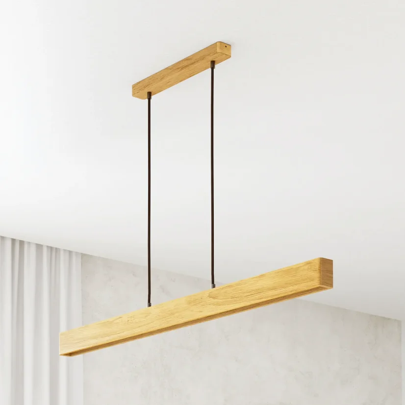 Stylové závěsné svítidlo LINNA 116 cm z přírodního dubu