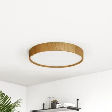Minimalistické kulaté světlo TURNN ze dřeva – stropní montáž, 60 cm