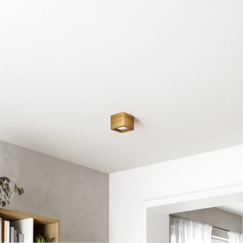BLOKK 10x10 cm – minimalistické stropní světlo z přírodního dubu