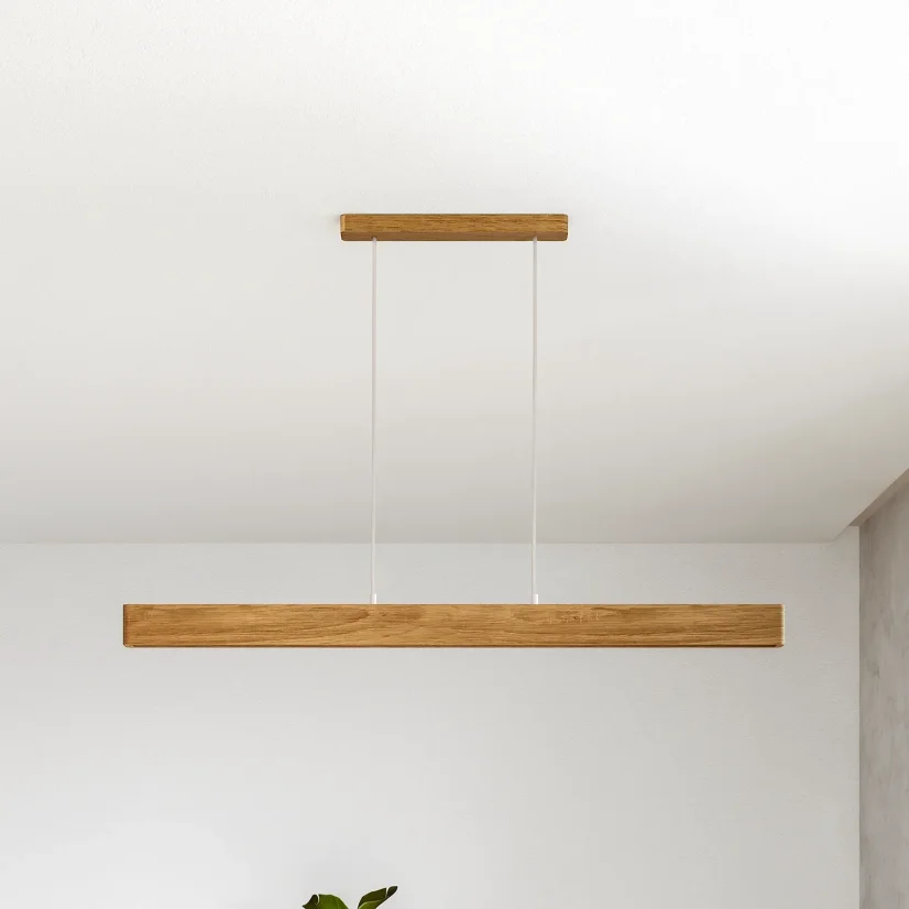 Dřevěné závěsné světlo nad jídelní stůl LINNA s bílými kabely