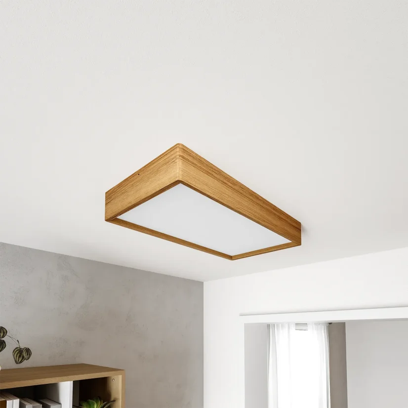 Obdélníkové stropní svítidlo BLOKK 60x30 cm – dubový masiv