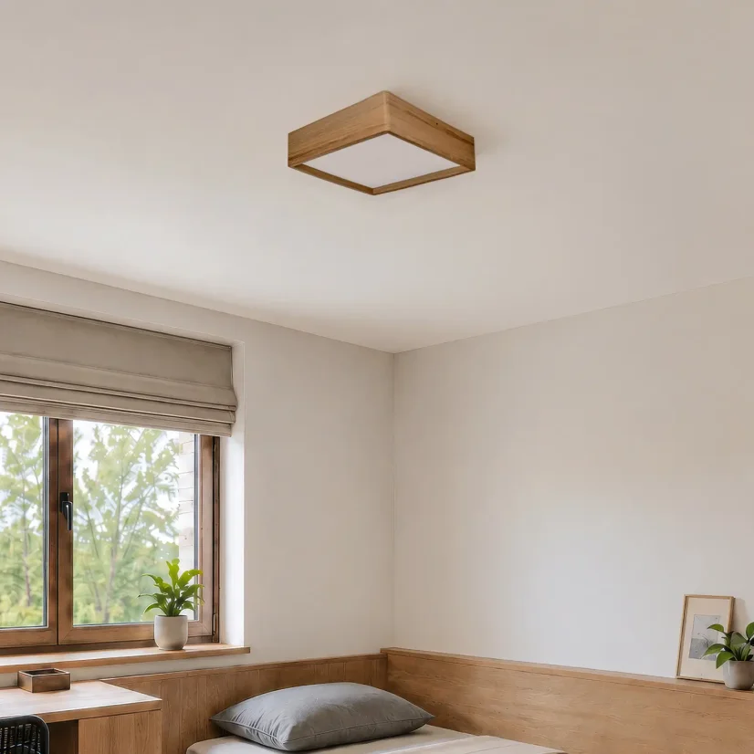 LED světlo do pokoje BLOKK 30x30 z masivního dubu