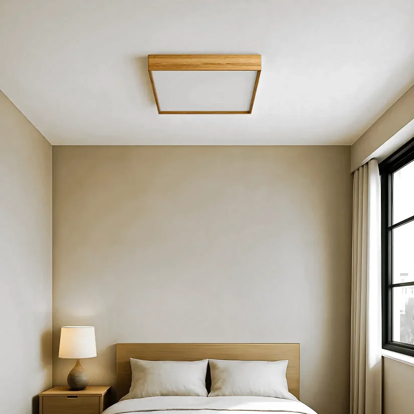 Dřevěné stropní světlo v ložnici