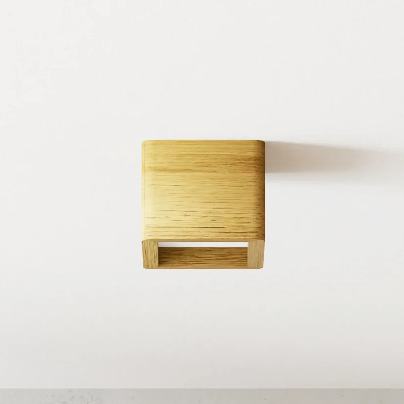 Dřevěné stropní svítidlo BLOKK 10x10 cm (dub) - Výkon: 10 W, Barva světla: Teplá (3000K)