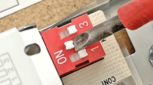 DIP switch pro nastavení výkonu svítidla