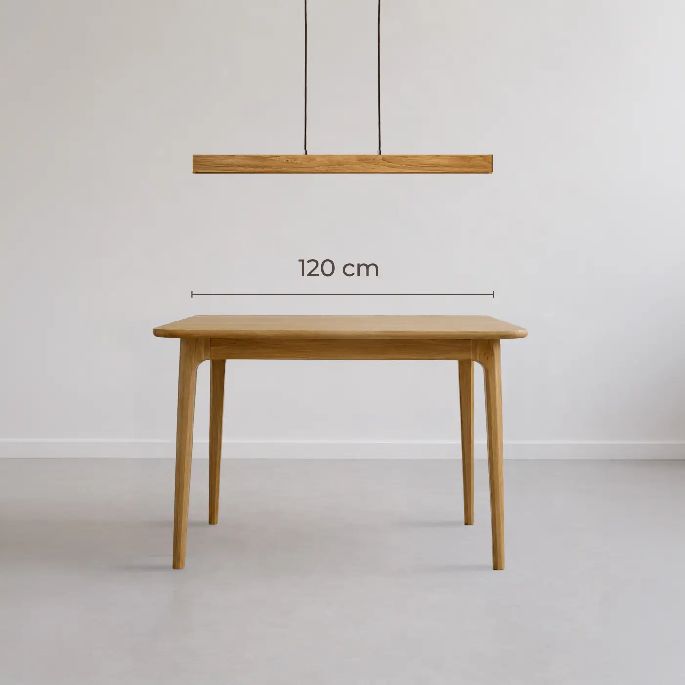 Světlo LINNA 116 cm nad jídelním stolem dlouhým 120 cm