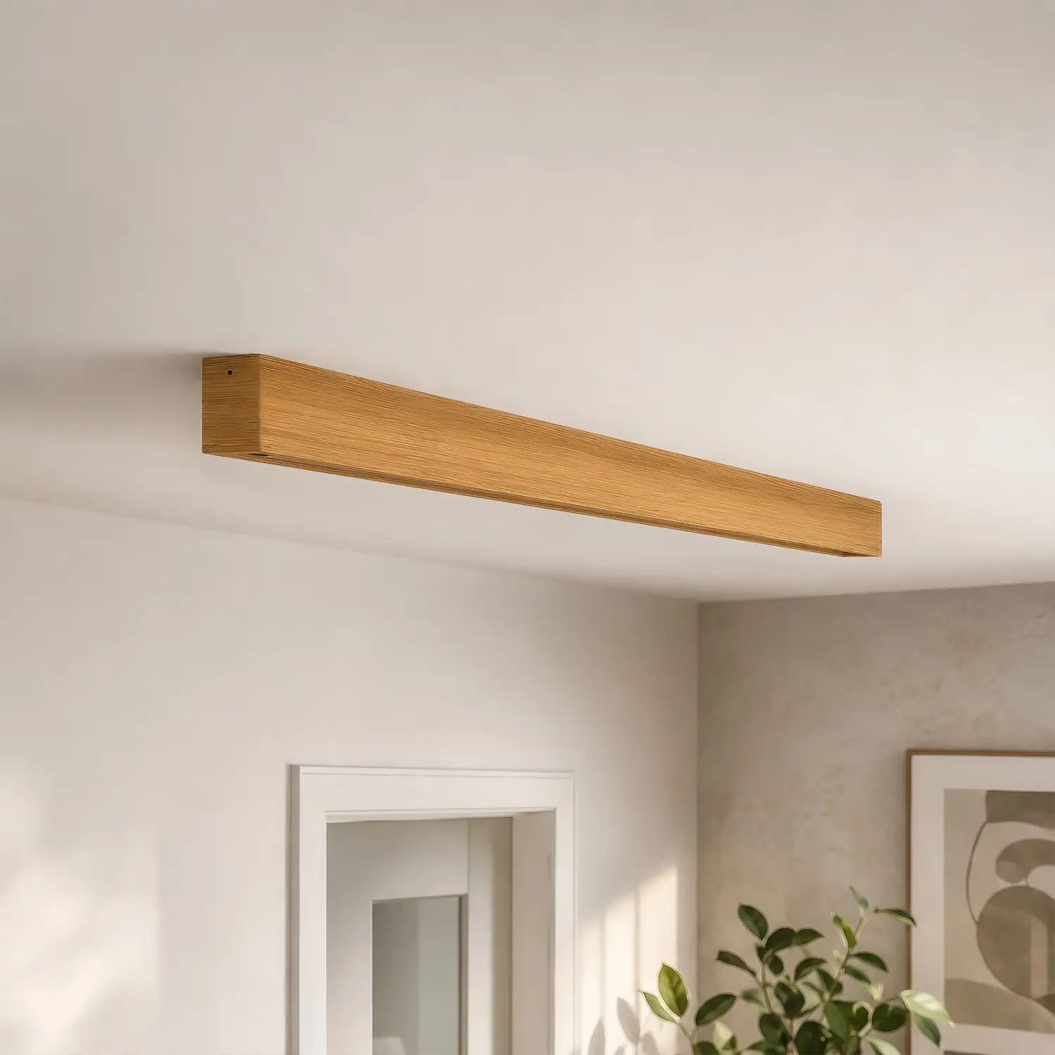 Dlouhé dřevěné stropní svítidlo LINNA 116 cm